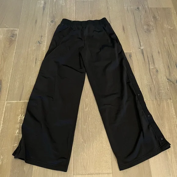 Puma Womens Black Track Pants with Buttons on Side Wide Leg - Picture 3 of 4
